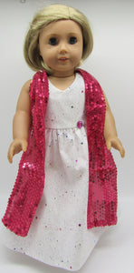 Glittery Long Hologram Glitter Dress & Sequin Arm Scarf 18 inch Doll: Hot Pink