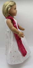Load image into Gallery viewer, Glittery Long Hologram Glitter Dress &amp; Sequin Arm Scarf 18 inch Doll: Hot Pink
