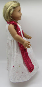 Glittery Long Hologram Glitter Dress & Sequin Arm Scarf 18 inch Doll: Hot Pink