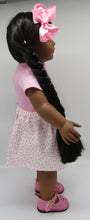 Load image into Gallery viewer, Heart Skirt Combo w Hand Embroidery 18 inch Doll 3 Pc: Pink and White
