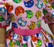 Load image into Gallery viewer, 18" Doll Kitty Face Dress: Pink
