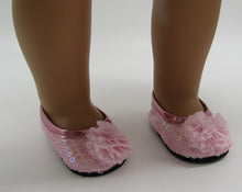 Load image into Gallery viewer, Sequin 18 &amp; 15 inch Doll Dress Shoes: Pink
