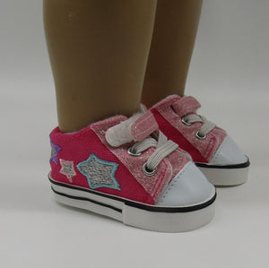 Star No-Tie Glittery Tennis Shoes 18 & 15 inch Doll : Pink