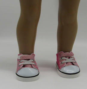 Star No-Tie Glittery Tennis Shoes 18 & 15 inch Doll : Pink
