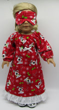 Load image into Gallery viewer, Christmas Puppies Nightgown 2 Pc 18 inch Doll: Red &amp; White
