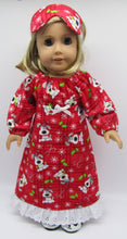 Load image into Gallery viewer, Christmas Puppies Nightgown 2 Pc 18 inch Doll: Red &amp; White
