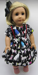 Puppy Dress 18 inch Doll: Black w Bright Colors