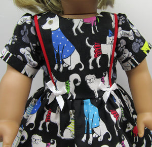 Puppy Dress 18 inch Doll: Black w Bright Colors
