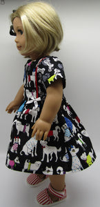 Puppy Dress 18 inch Doll: Black w Bright Colors