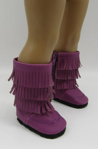 Fringe Boots 18 inch Doll: Purple Faux Leather