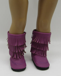 Fringe Boots 18 inch Doll: Purple Faux Leather
