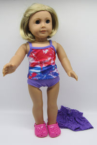 Swim Set 18" Doll 4 Pc: Purple Tropical