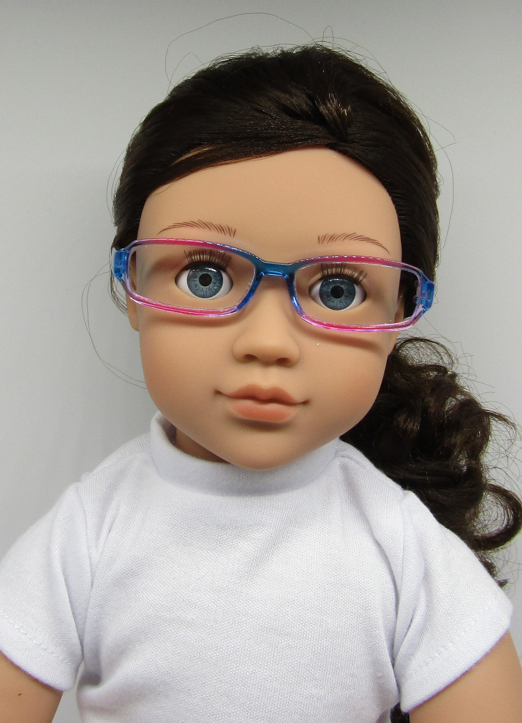 Rectangular Glasses 18 inch Doll: Blue & Pink