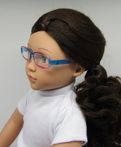 Rectangular Glasses 18 inch Doll: Blue & Pink