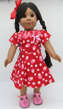 Load image into Gallery viewer, Hearts and Dots Dress 18 inch Doll: Red and Pink
