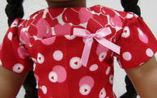 Load image into Gallery viewer, Hearts and Dots Dress 18 inch Doll: Red and Pink
