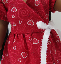 Load image into Gallery viewer, Glittery Hearts Wrap Dress 18 inch Doll: Red
