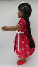 Load image into Gallery viewer, Glittery Hearts Wrap Dress 18 inch Doll: Red
