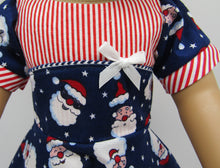 Load image into Gallery viewer, Santa Face Swing Dress w Striped Accents 18 inch Doll
