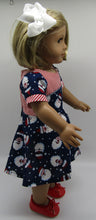 Load image into Gallery viewer, Santa Face Swing Dress w Striped Accents 18 inch Doll
