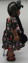 Load image into Gallery viewer, Santa Kitty Print Dress 18 inch Doll
