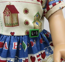 Load image into Gallery viewer, School Border Print Banded Dress 18 inch Doll
