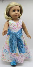 Load image into Gallery viewer, Sequin 18 &amp; 15 inch Doll Dress Shoes: Bright Blue
