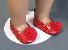 Load image into Gallery viewer, Sequin 18 &amp; 15 inch Doll Dress Shoes: Red
