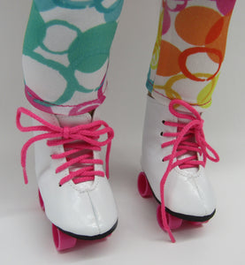 Roller Skates 18 inch Doll: White & Hot Pink