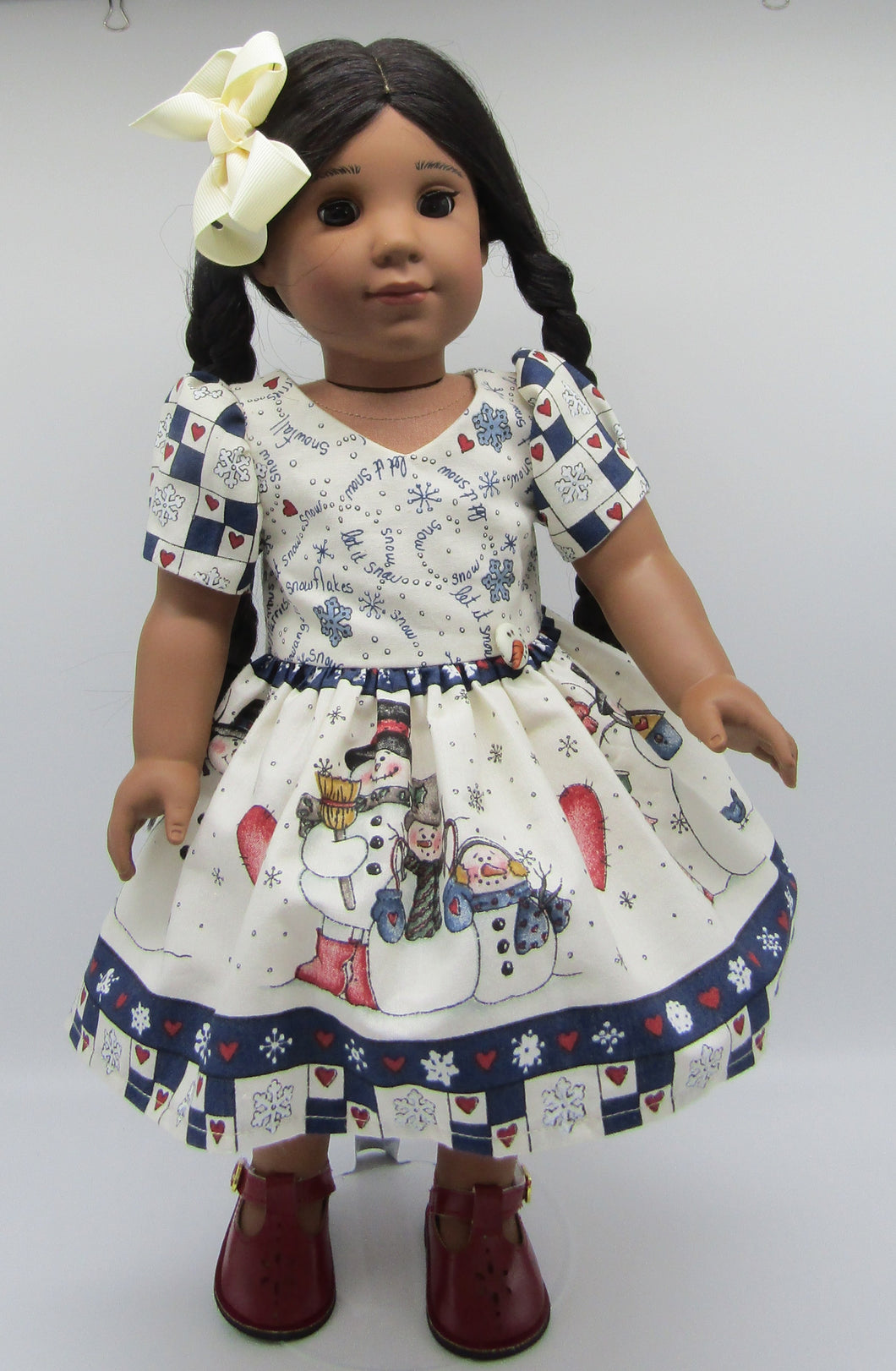 Snowman Border Print Dress 18 inch Doll