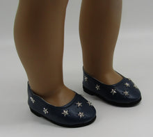 Load image into Gallery viewer, Star Studded 18 &amp; 15 inch Doll Dress Shoes: Navy Blue
