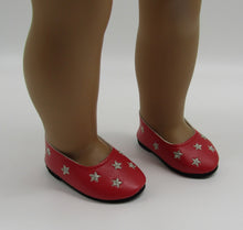Load image into Gallery viewer, Star Studded 18 &amp; 15 inch Doll Dress Shoes: Red
