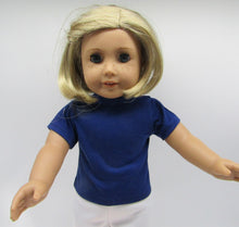 Load image into Gallery viewer, Basic T-Shirt in 3 Colors: 18 &amp; 15 inch Doll Navy, Baby Blue or Royal Blue
