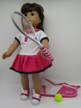 Load image into Gallery viewer, Tennis Racket, Bag &amp; Ball 18 inch Doll: Pink
