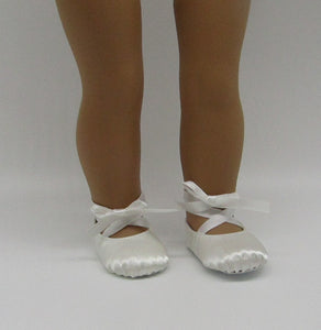 Ballet Pointe Shoes 18 inch Doll: White Satin