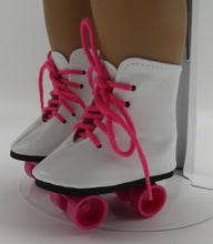 Load image into Gallery viewer, Roller Skates 18 inch Doll: White &amp; Hot Pink
