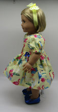 Load image into Gallery viewer, Flamingo Dress 18 inch Doll: Yellow &amp; Blue
