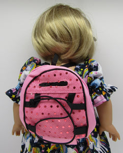 Sequin Backpack 18 inch Doll: Pink