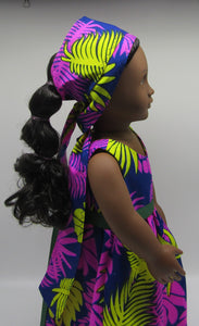 18" Doll Authentic African Print 2 Pc Dress: Pink & Yellow