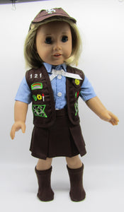 18" Doll Brownie Scout 5 Pc Uniform w Skirt
