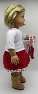 Christmas Skirt Combo w Tote Bag 18 inch Doll 3 Pc: Red & White