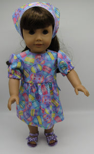 18" Doll Easter Egg-Print Dress w Headscarf