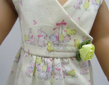 Load image into Gallery viewer, 18&quot; Doll Easter Bunny-Print Wrap Dress
