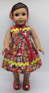 18" Doll Russian Doll-Print Dress w Headscarf