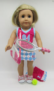 18" Doll Tennis 7 Pc Outfit: Argyle