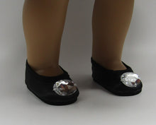 Load image into Gallery viewer, 18&quot; &amp; 15&quot; Doll Satin Finish Flats w Large Gem: Black
