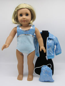 18" Doll Aqua 3 Pc Gymnastics Set