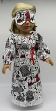 Load image into Gallery viewer, Puppies Nightgown 2 Pc 18 inch Doll: White, Black &amp; Red
