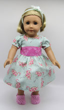 Load image into Gallery viewer, 18&quot; Doll Flamingo Dress: Mint Green w Hot Pink Inset
