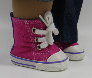 18" Doll High Top Tennis Shoes: Hot Pink